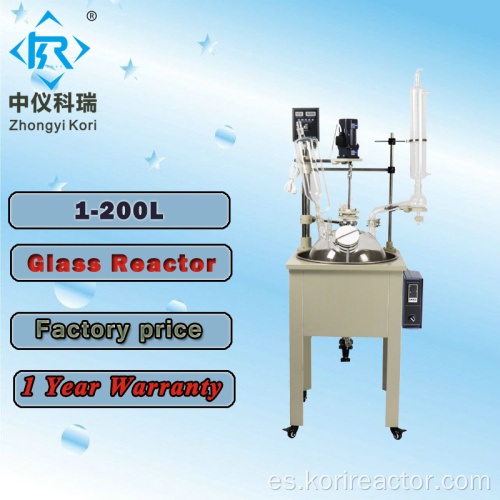 Reactor de vidrio de laboratorio con manta calefactora